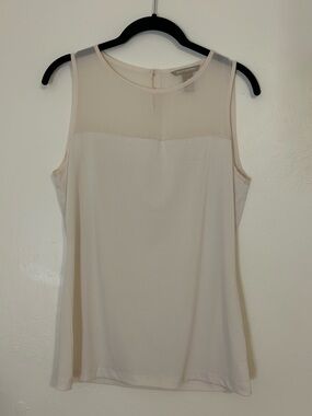 Banana Republic Sleeveless Sheer Yoke Camisole in Light Cream